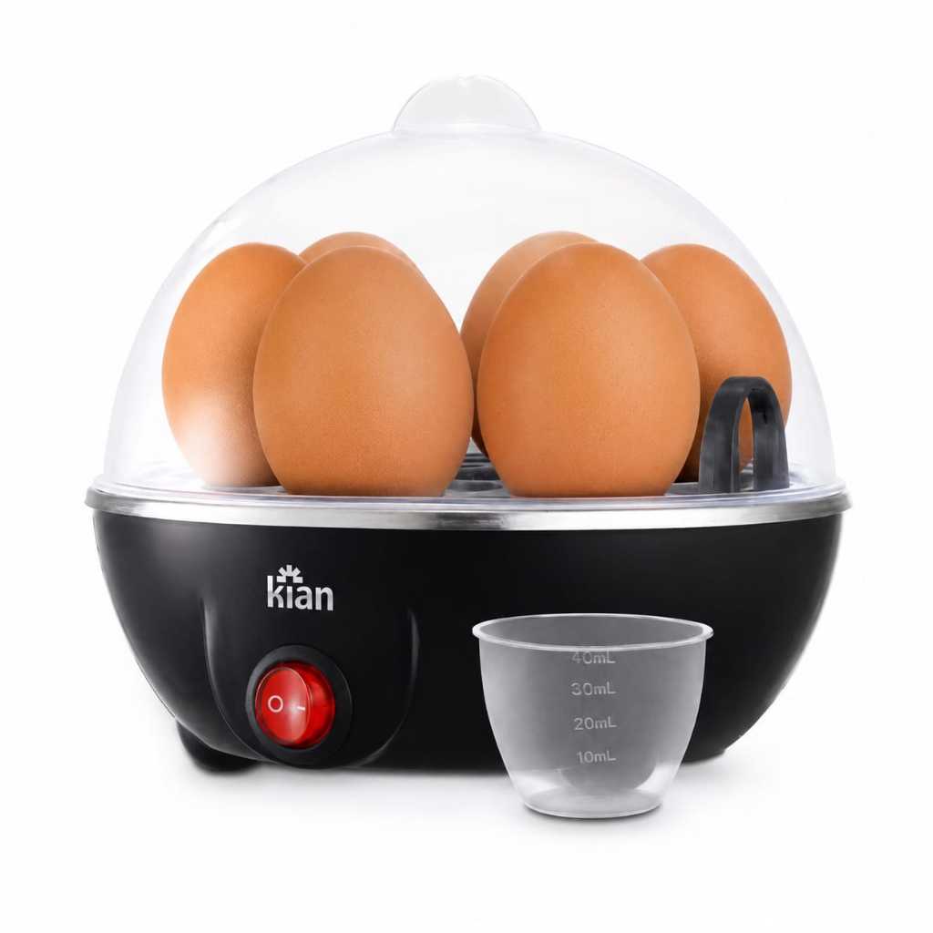 Cozedor de Ovos Elétrico Kian 350W Grande 7 Ovos Inox com Segurança Térmica