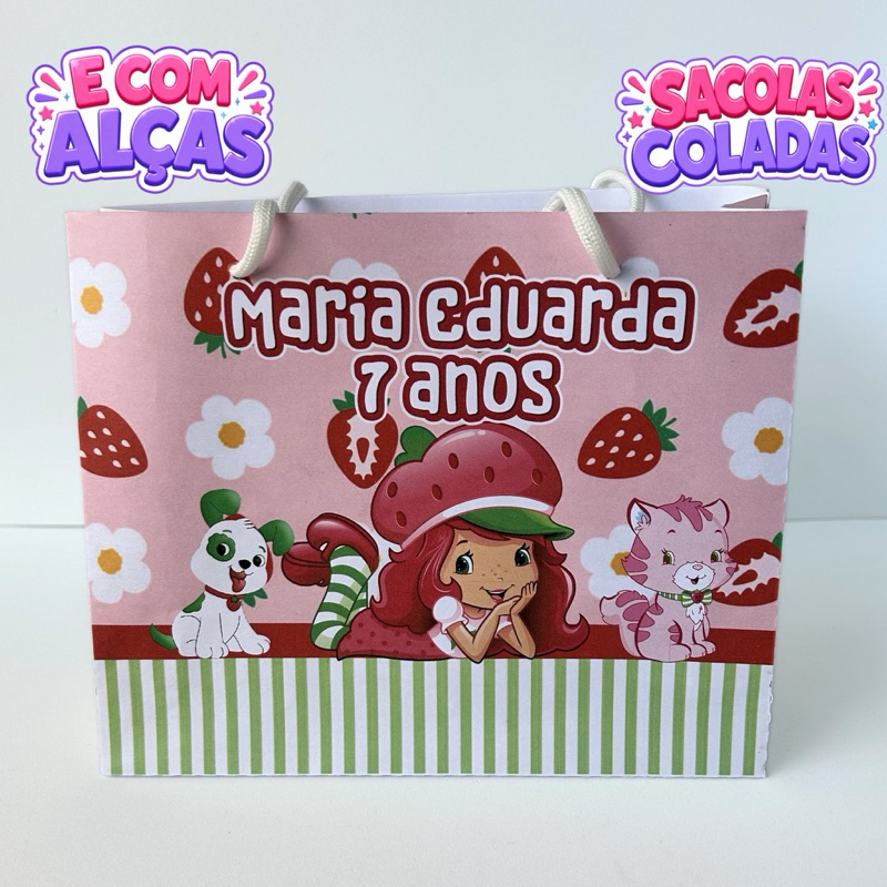Sacola G Moranguinho Personalizados/Lembrancinha de Festa/Aniversário/Lembrancinha Festa Infantil