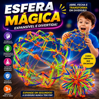 Brinquedo Esfera Mágica Bola Abre e Fecha Expansível Colorido Educativo Brincadeira Anti Stress