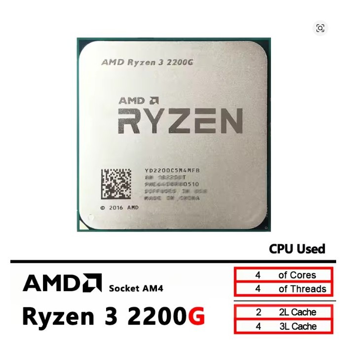 Processador AMD Ryzen 3 2200G Pro, 4-Core, 4-Threads, 3.5GHz (3.7GHz Turbo)