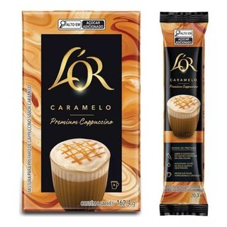 Caixa Com 8 Unidades De Cappuccino Solúvel Premium L'OR Caramelo Kit De Café Solúvel Gourmet Selecionado Cappuccino