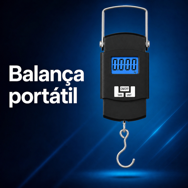 Imagem Balança Digital Portátil de Gancho até 50 kg com Visor LCD, Função Tara e Unidades para Mala, Bagagem, Pesca e Viagem