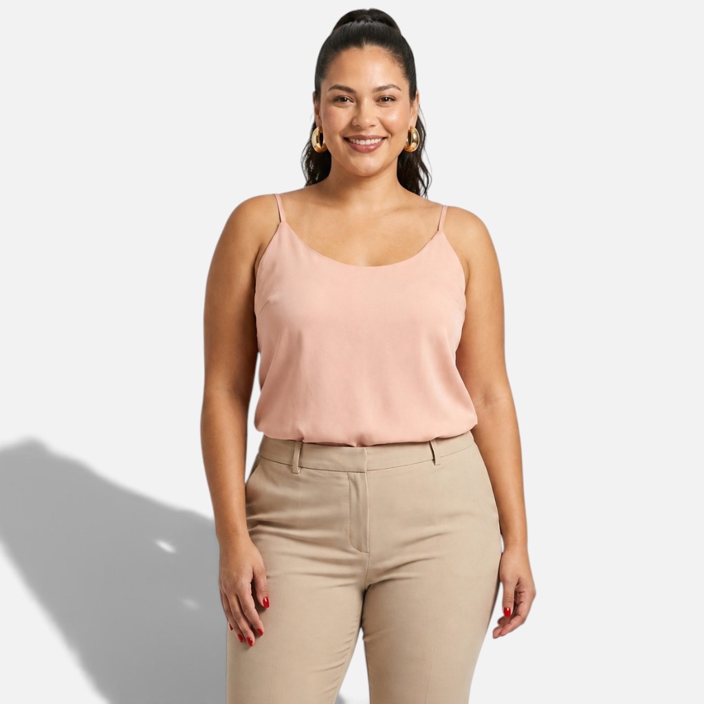 Regata Rosa Pastel Feminina Alça Fina Regulável Básica Elegante Tecido Leve Confortável