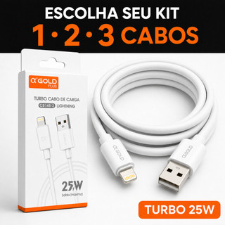1, 2 ou 3 Cabos USB Lightning Reforçado Turbo 1 Metro