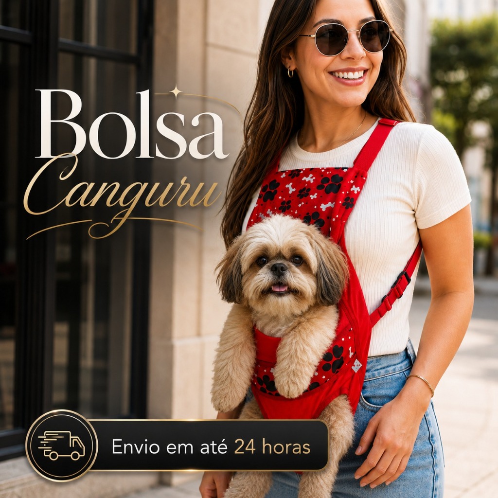 Transporte para Cachorro Canguru Pequeno Bolsa Pet Regulável