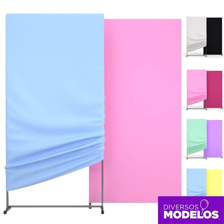 Capa Painel Dupla Face Retangular 2x1m Cores Lisas Decoração Festa Aniversario Tecido Sublimado Veste Fácil