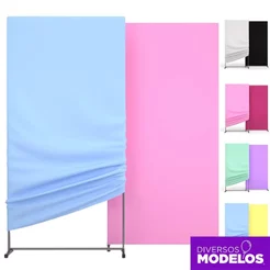 Capa Painel Dupla Face Retangular 2x1m Cores Lisas Decoração Festa Tecido Sublimado Veste Fácil