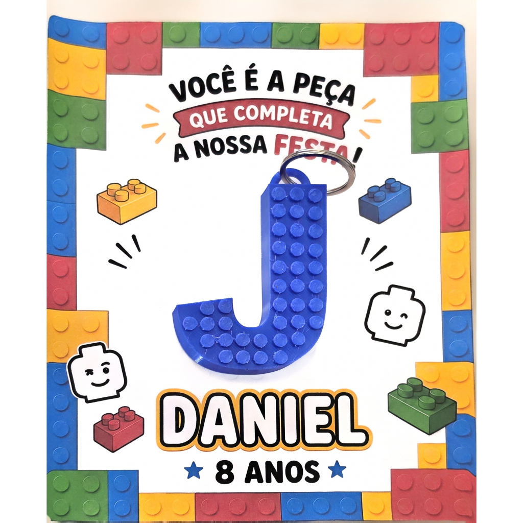 Chaveiro Letra Personalizado 7cm Estilo Blocos de Montar | Lembrancinha de Aniversário