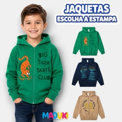 Jaqueta Infantil Juvenil Menino Inverno Premium com Ziper e Capuz 1 a 16
