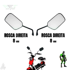 Par Espelho Retrovisor TITAN 150 Guidão Bicicleta Eletrica Mobilete Bike Motorizada Scooter 8mm