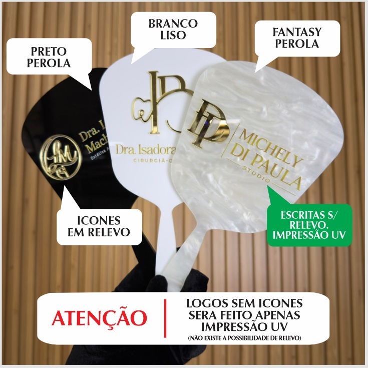 Espelho de Mão Personalizado em Acrílico Para Consultórios Estúdios Clínicas — imagem 2 de 2