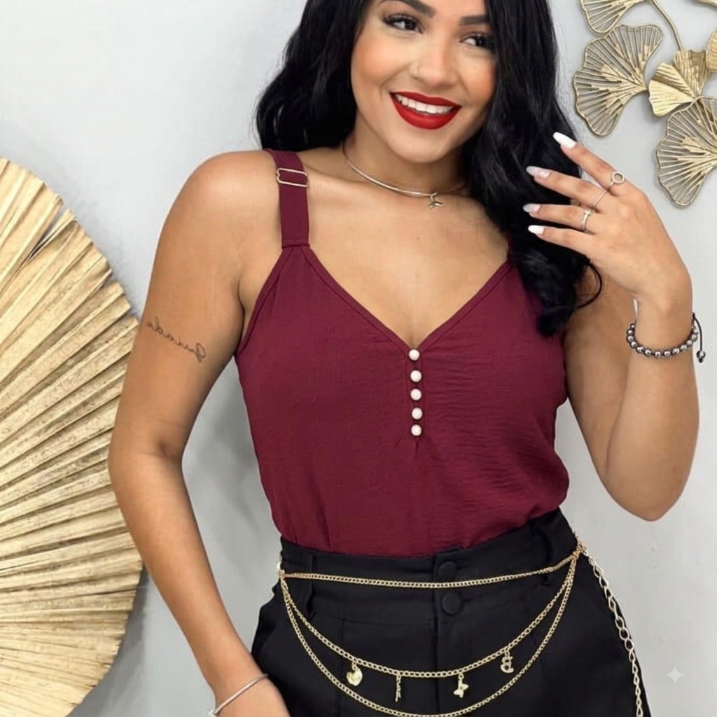 Regata De Alcinha Crepe  Duna Feminino Básico Suplex Vermelho Azul Tendencia Primavera
