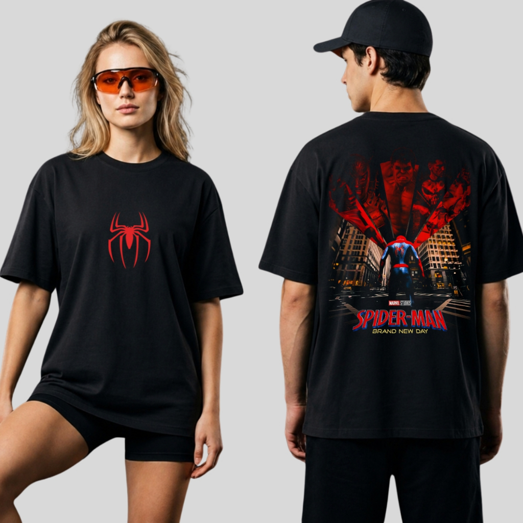 Camiseta Oversized 100% Algodão Confortável Estampada Frente e Costas Homem Aranha Spider Man 7