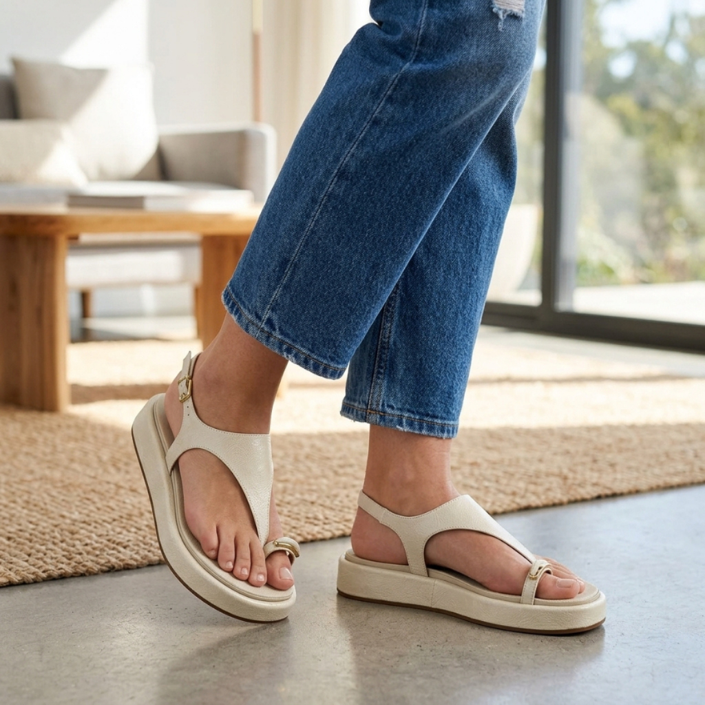Sandália Vizzano Feminina Tira Asa-Delta Flatform Confortável Papete de Dedo Pedra Delicada Ring Toe 6506107 Original