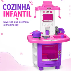 Cozinha Infantil Completa Pais&Filhos Sai Agua de Verdade + Utensilio 70CM Grande Forno Fogão - Envio Imediato