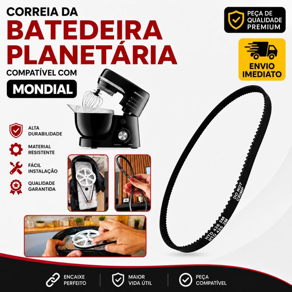 Imagem Correia Borracha Batedeira Planetária Compatível Mondial