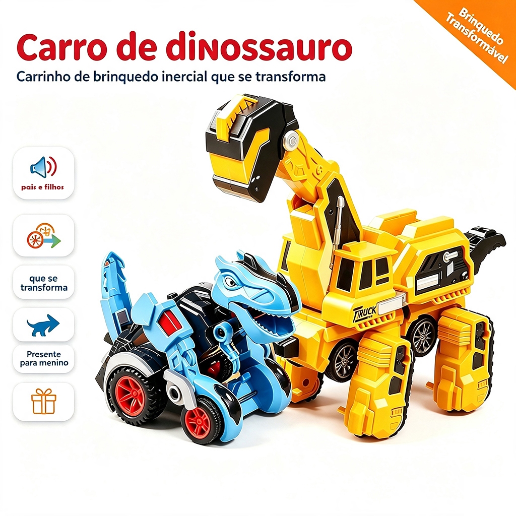 Dinossauro Transformável e Carrinhos Transformáveis, Brinquedos para Meninos, Presentes Infantis