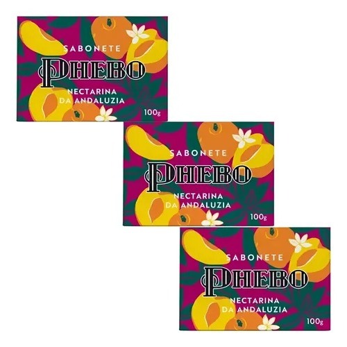 Kit 3 Sabonetes Em Barra Phebo Nectarina Da Andaluzia 100g