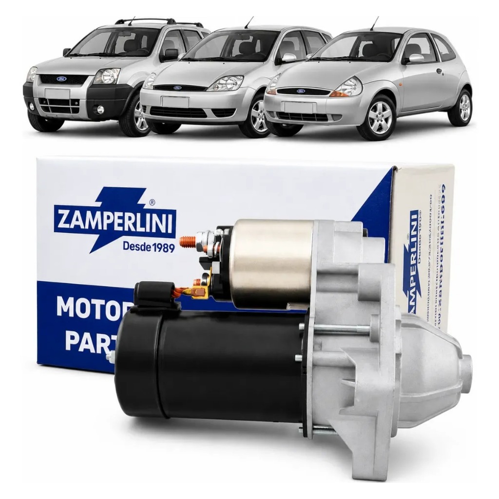 Motor de Partida Para Ford Ecosport Fiesta Ka Courier Motor Zetec Rocam 1.0 1.6 1997 Até 2012 Novo