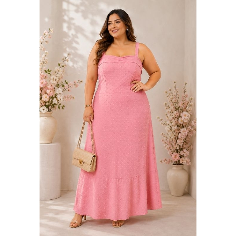 Vestido Plus Size de alcinha feminino