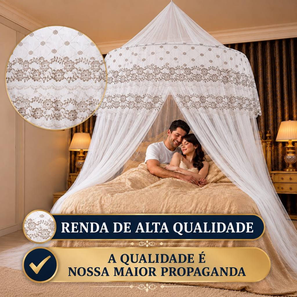 Mosquiteiro de Teto Gigante Casal Box Queen King Com Abertura Lateral Luxo Premium