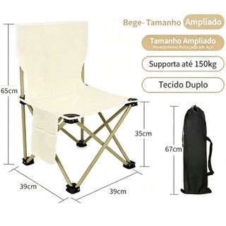 Cadeira Dobrável Camping Reforçada Suporta 150kg Portátil com Bolsa.St