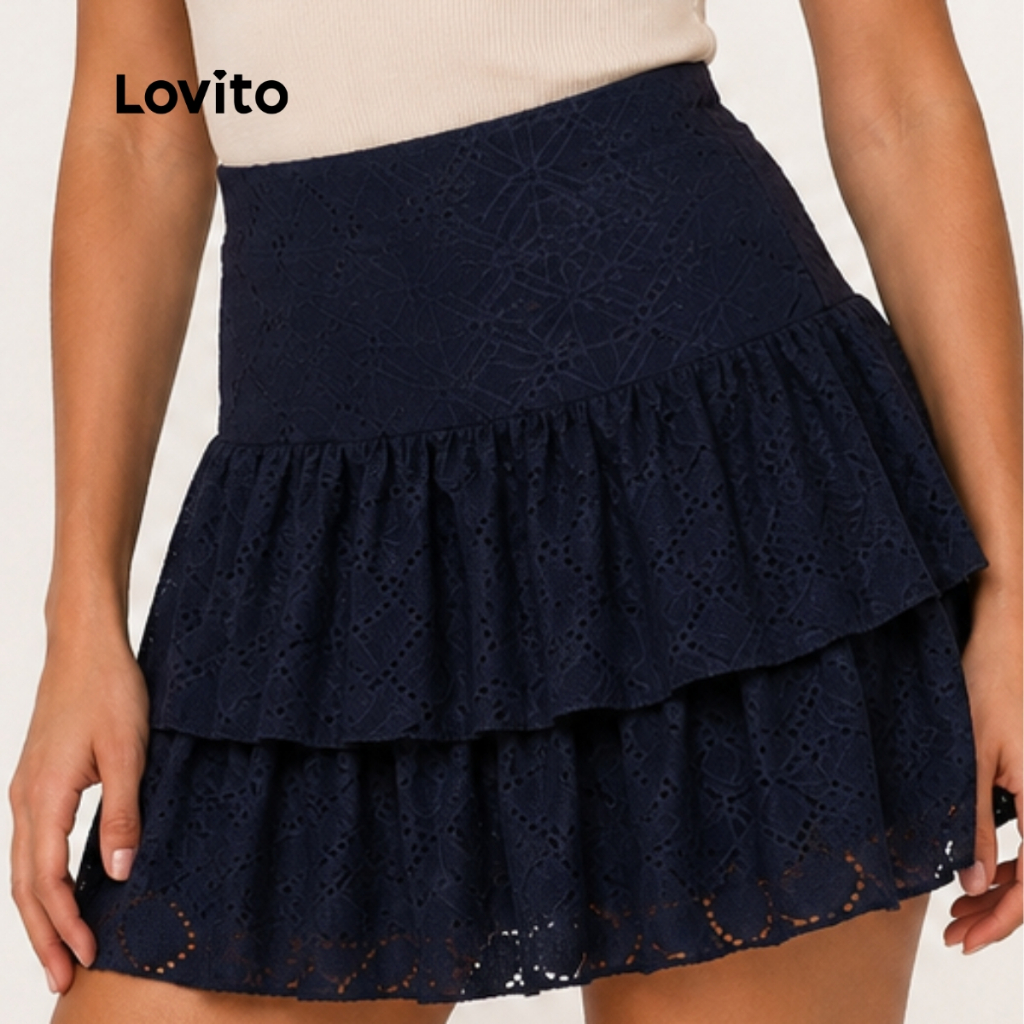 Lovito Saia Romantica Lisa para Mulheres SKB812BRL842
