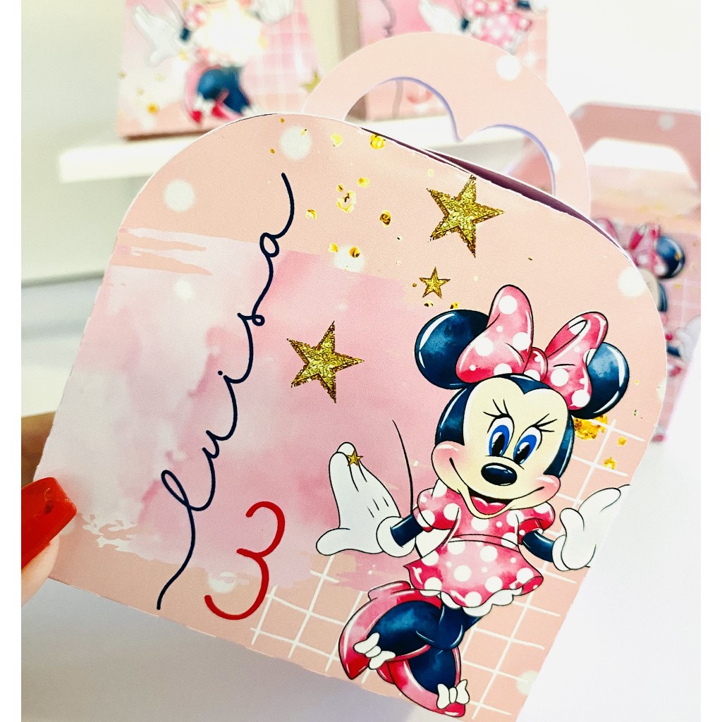 KIT PEGUE E MONTE MINNIE AQUARELA LEMBRANCINHA PERSONALIZADA ANIVERSARIO CAIXINHAS PERSONALIZADAS ANIVERSARIO KIT FESTA