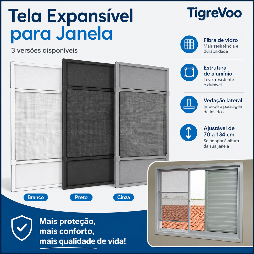 Tela Mosquiteira Alumínio Janela 2 Kit Regulável 50*70-134cm