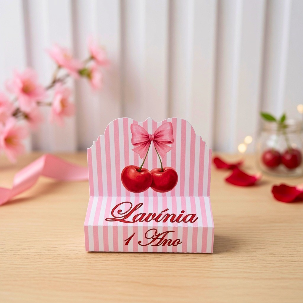 Porta Bis Duplo Cerejinha Personalizado Lembrancinha de Festa Infantil Aniversário