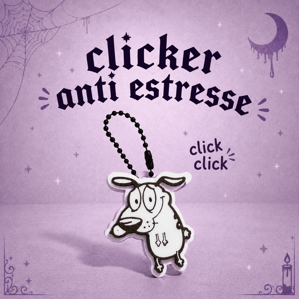 Clicker Coragem O Cão Covarde Anti Estresse Fidget Toy Chaveiro Clicker Sensorial Antiestresse Cachorro Dog Lover