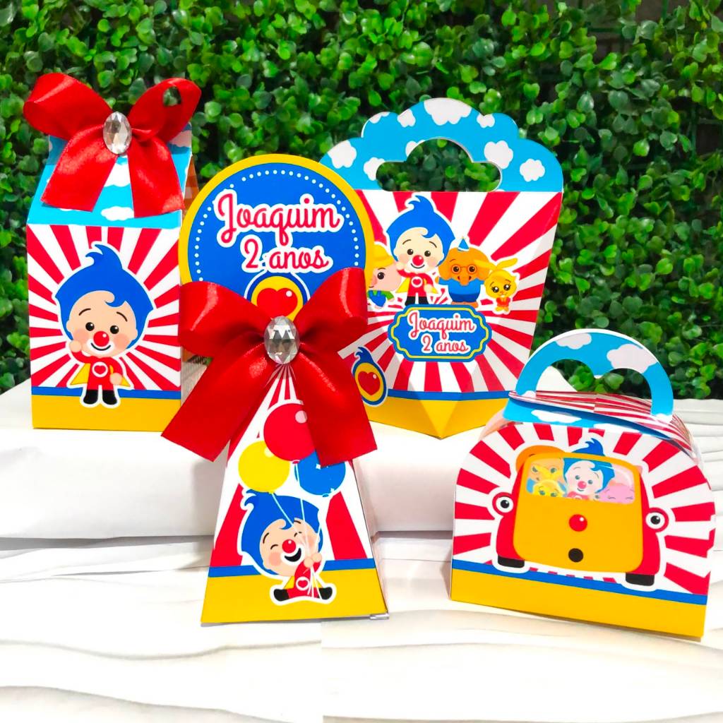 Kit Caixas Personalizadas PALHAÇO HÉROI/ PLIM PLIM Lembrancinhas Festa Infantil Aniversário Desmontadas
