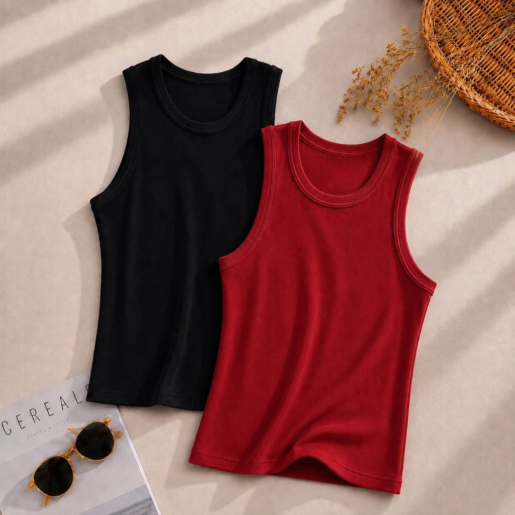Kit 2 Regata Canelada Feminina Lisa Blusa Básica Camiseta Blusinha Casual