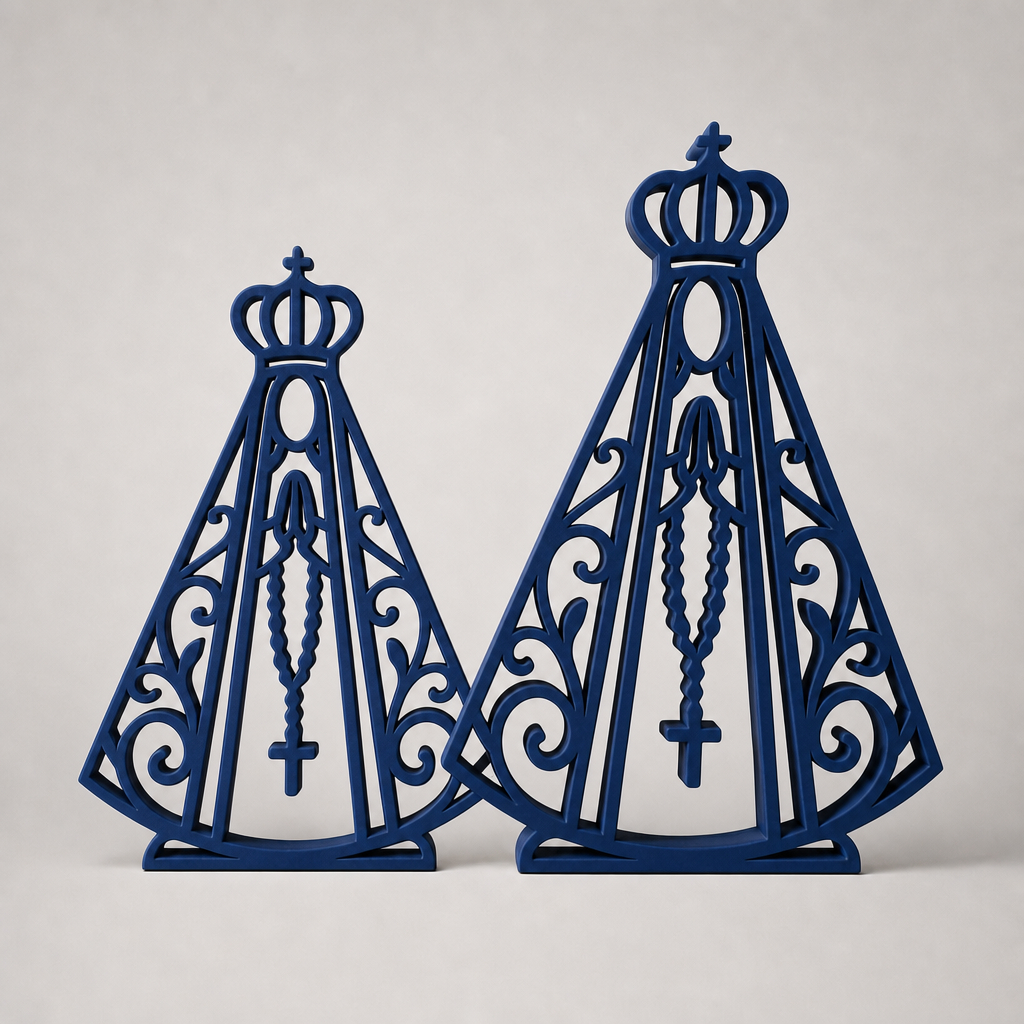 Estatueta Nossa Senhora Aparecida Decorativa Escultura Religiosa Filigrana Rosário Cruz Presente Católico Altar Oração