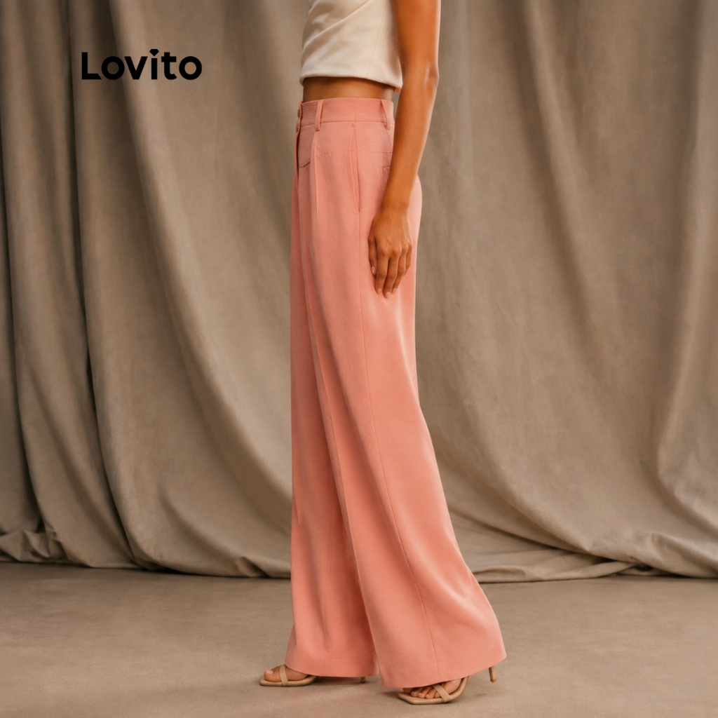 Lovito Calca de Alfaiataria com Pregas Basica Feminina BRPTB1165BRL1195 · foto 2