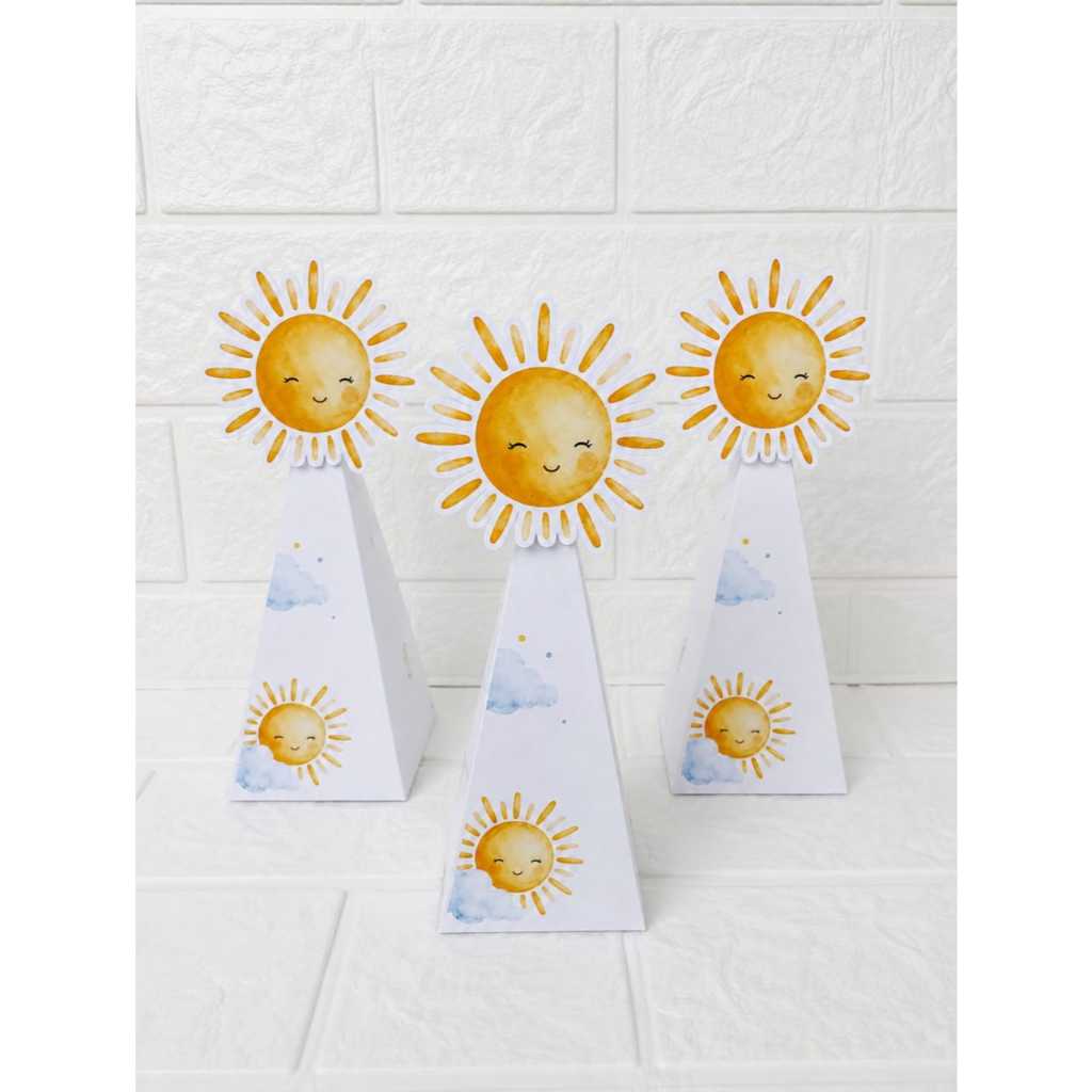 Kit Caixinhas Pirâmide personalizadas MINHA PRIMEIRA VOLTA AO SOL - Lembrancinha de Festa Infantil