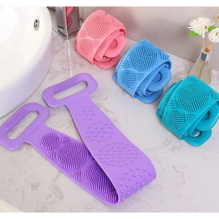 Esponja Silicone Banda Massageadora Escova Banho Lava Costas Bucha Esfoliação Corpo Todo