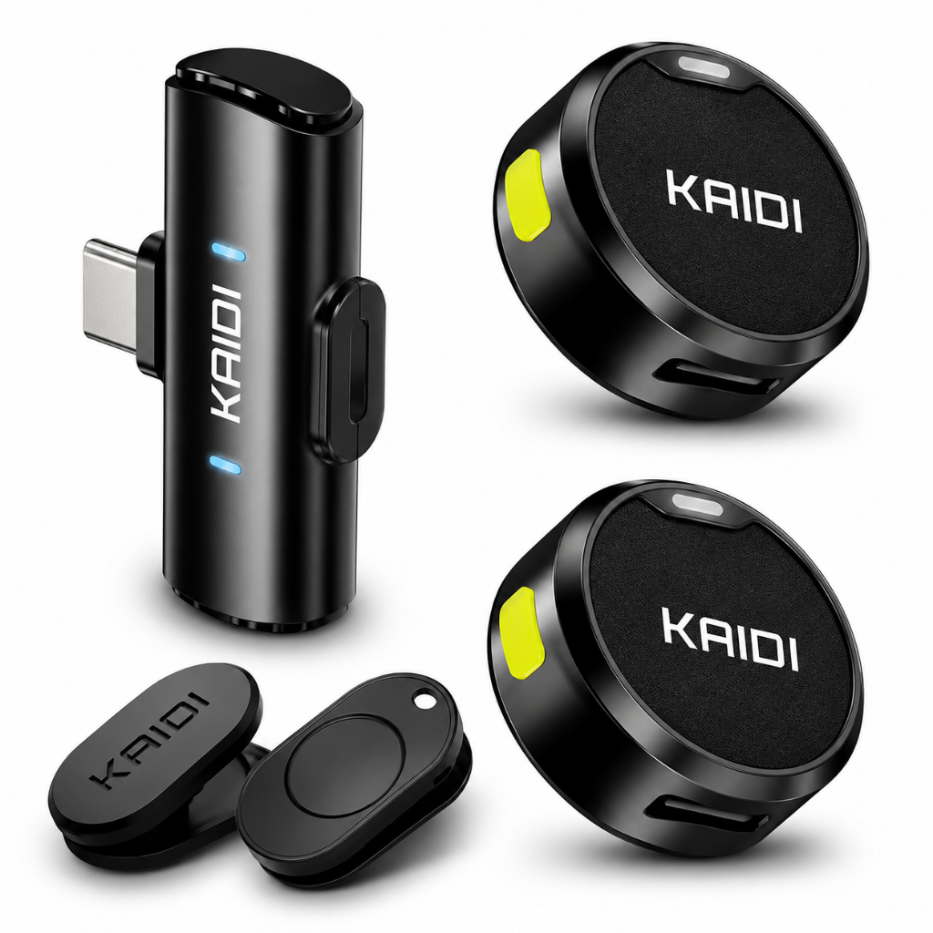 Microfone Lapela Sem Fio Com Imã Duplo Tipo-C Profissional Kaidi Kmf4-C