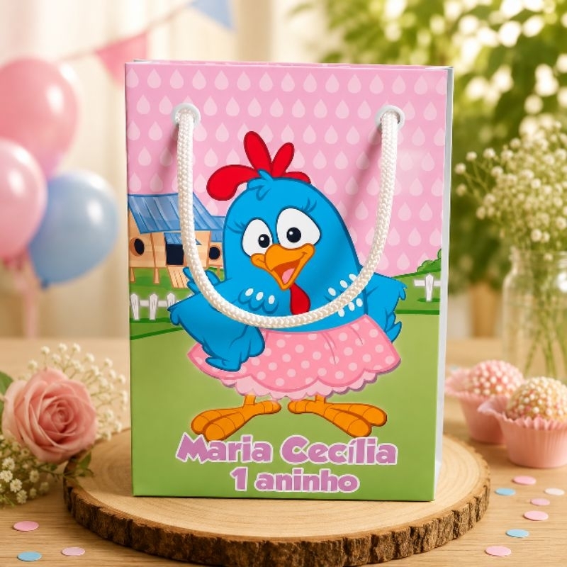 sacolinha personalizada galinha pintadinha/ lembrancinhas/ aniversário/ festa infantil