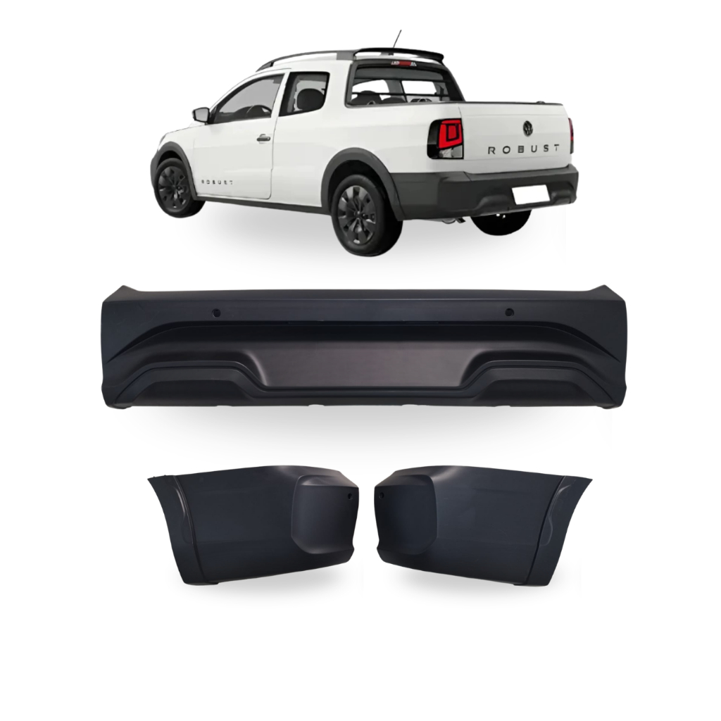 Kit Parachoque Traseiro Saveiro Robust 2024 2025 Com furo Sensor