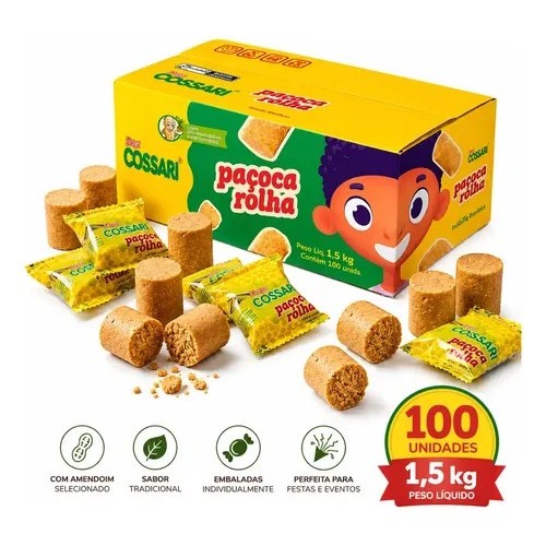Paçoquinha Rolha Embrulhada - 100 unidades