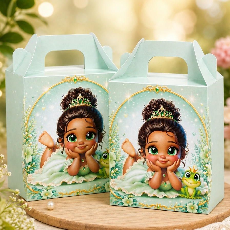 Personalizados A Princesa e o Sapo baby - Tiana - CAIXA MALETINHA SURPRESA Pegue e Monte - Lembrancinhas