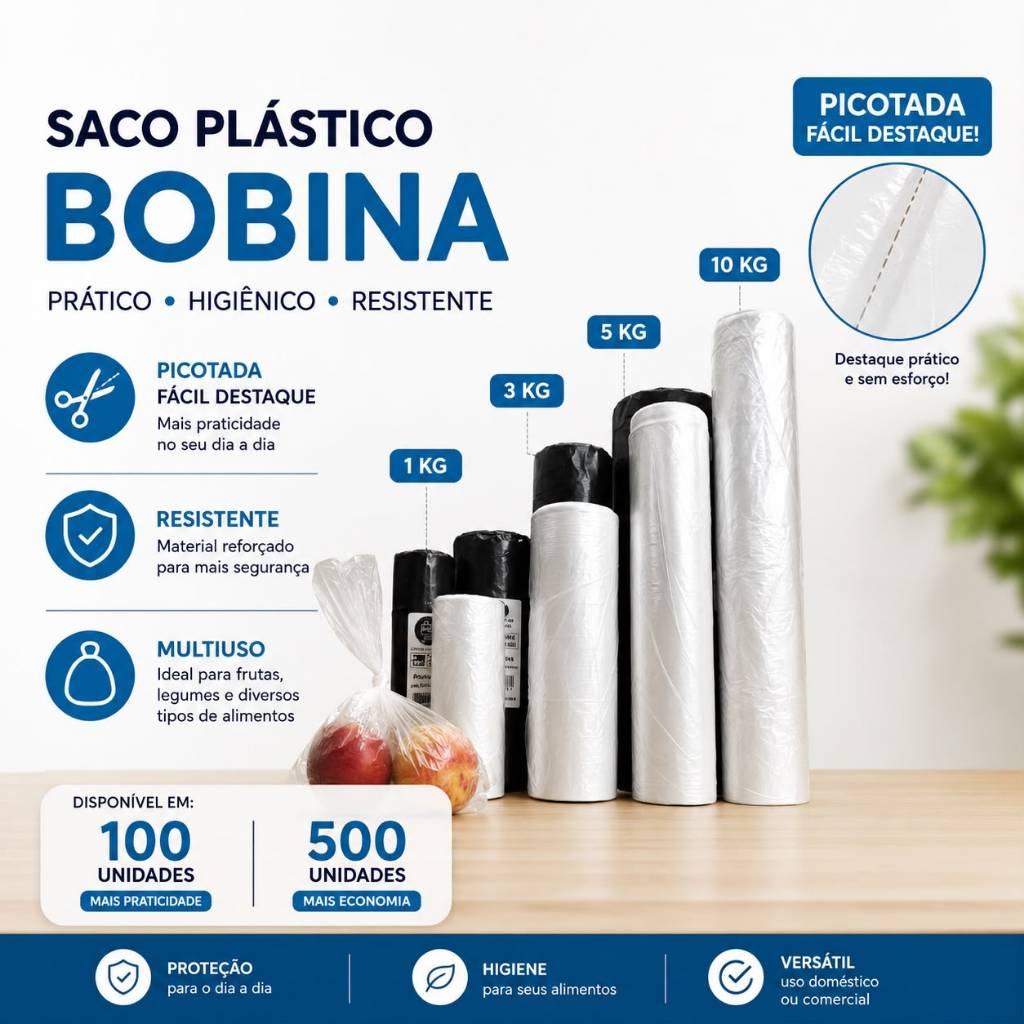 Saco plástico para Freezer Microondas transparente 500 saquinhos