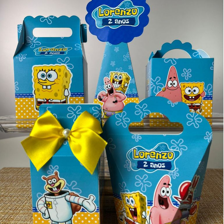 Kit Festa Personalizados Bob Esponja - Caixinhas | Lembrancinhas para Festa Infantil e Mimos