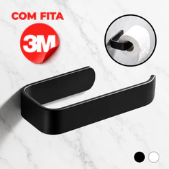 PORTA PAPEL HIGIÊNICO SUPORTE ROLO UNICO P BANHEIRO PAREDE SEM FUROS ADESIVO FITA AUTOADESIVA FACIL