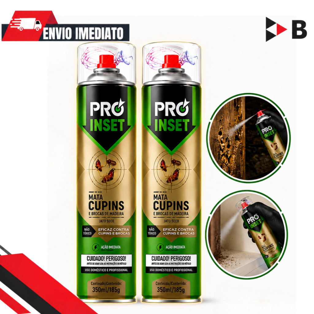 Kit 02 Remédio Elimina Cupim Pro Inset 350ML/185G Cupins e Brocas de Madeira 350ml