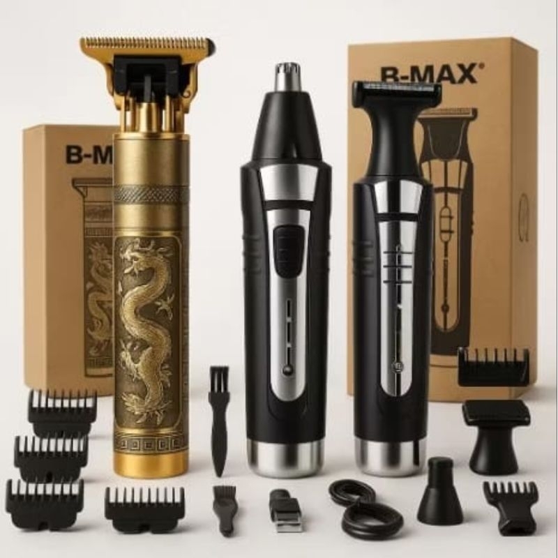 Kit Maquina Dragão Profissional Para Cortar Cabelo e Barba e Aparador De Pelo De Nariz e Orelha