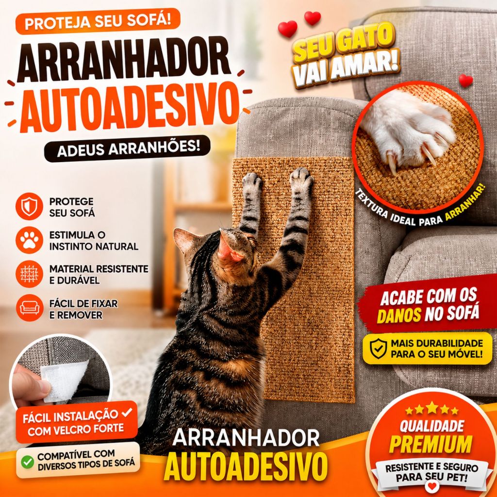 Arranhador Adesivo para Gatos Protetor de Sofá e Móveis Arranhador para Cama e Parede