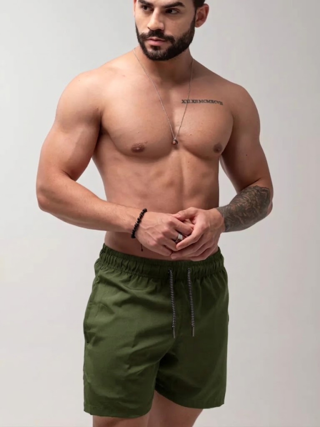 Short Masculino Microfibra Tactel Elastano Treino Academia Corrida Praia Secagem Rápida UV35+