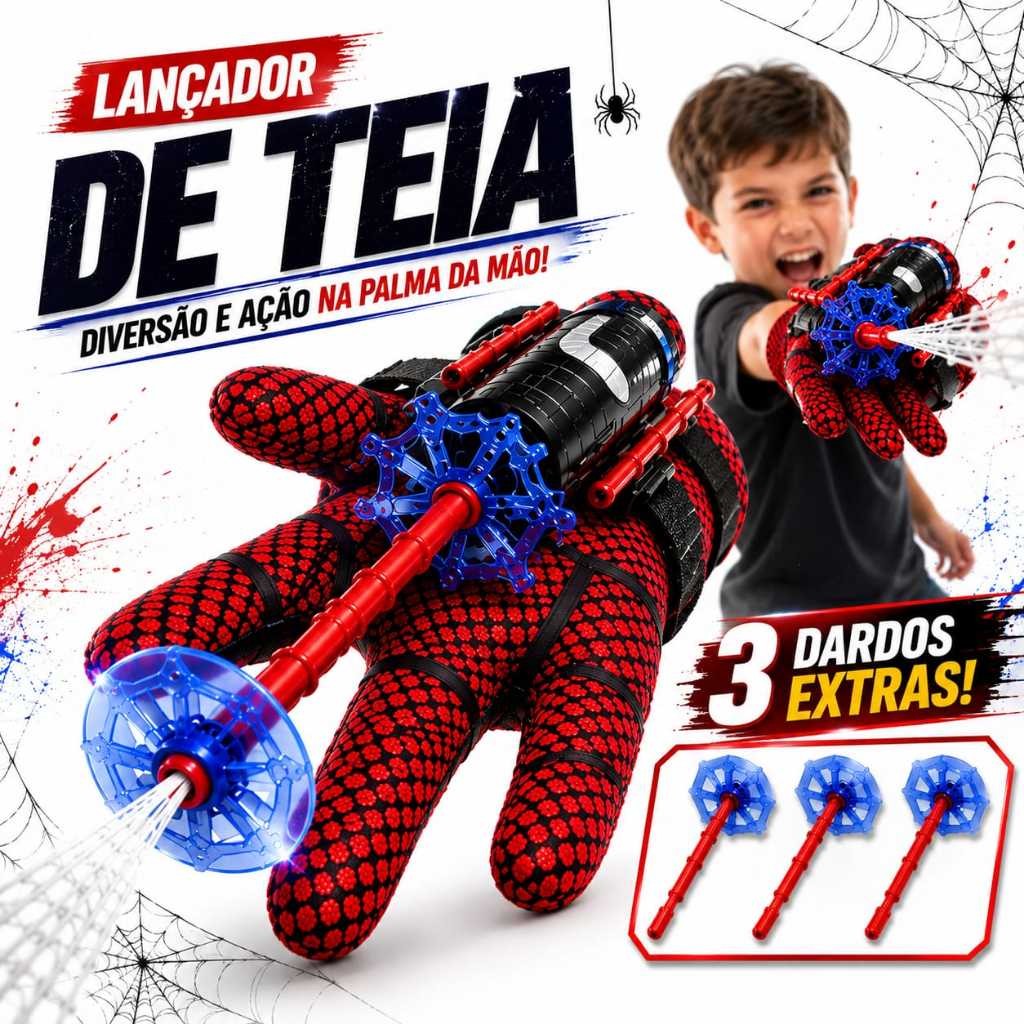 Luva Homem Aranha Lançador De Teia Spider Man Lança Dardos Fantasia Homem Aranha Brinquedo Menino Divertido Squishy